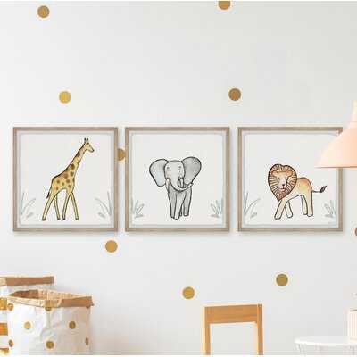 Han Safari Wildlife 3-Piece Framed Art Set - Wayfair