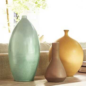 Crackle Glaze Vase, Multi, Small Oval Round, Set of 3 - West Elm