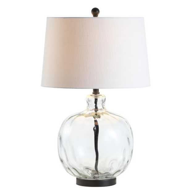 JONATHAN Y Rae 26.5 in. Clear/Black Glass/Metal LED Table Lamp - Home Depot