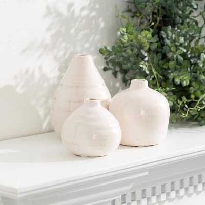 3 Piece White Ceramic Decorative Bottles Set - Wayfair
