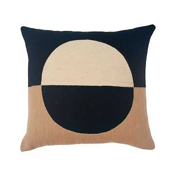 Marianne Circle Pillow Hand, Embroidered Black Pillow - West Elm