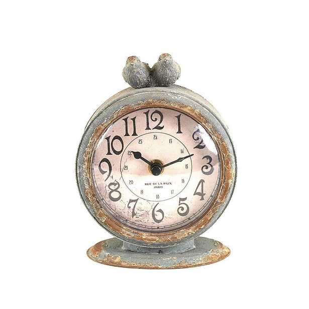 Two Birds Round Table Clock, Grey - Home Depot