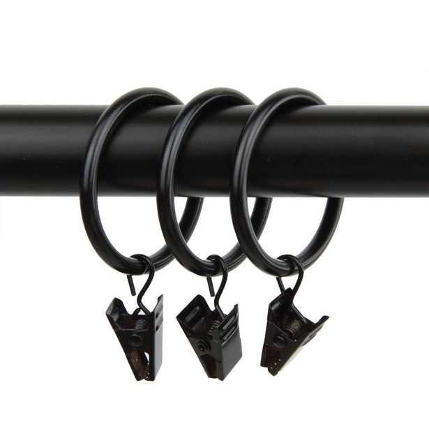 Rod Desyne 1-3/8" Decorative Rings in Black with Clips (Set of 10) - Home Depot