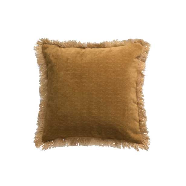 18" Square Polyester Pillow with Fringed Ends - Moss & Wilder