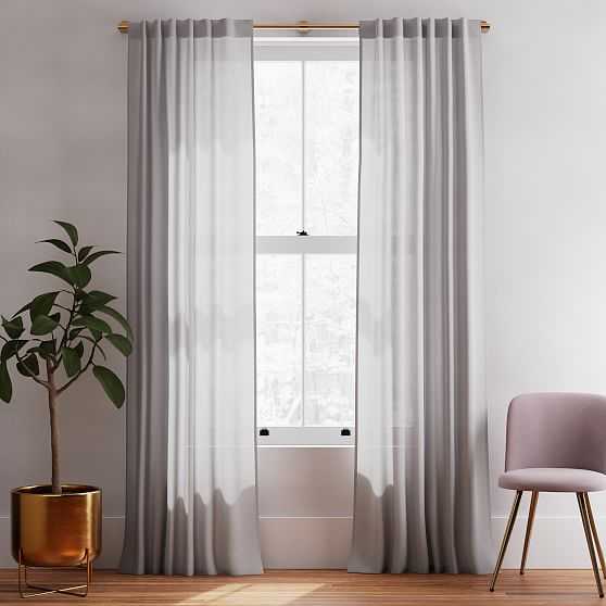 Sheer European Flax Linen Curtain, Stone Gray, 48"x108" - West Elm