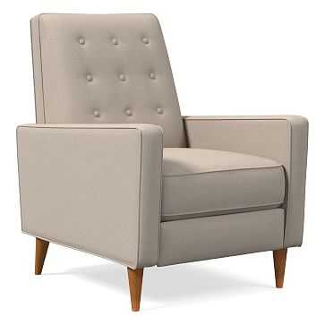 Rhys Mid Century Recliner Poly Yarn Dyed Linen Weave Natural Pecan West Elm Help support your independent living with a cullingworth dual motor riser recliner chair that comes with free standard uk delivery. havenly