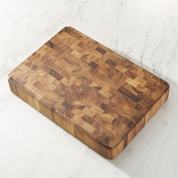 Crate & Barrel Rectangular Acacia End-Grain Cutting Board