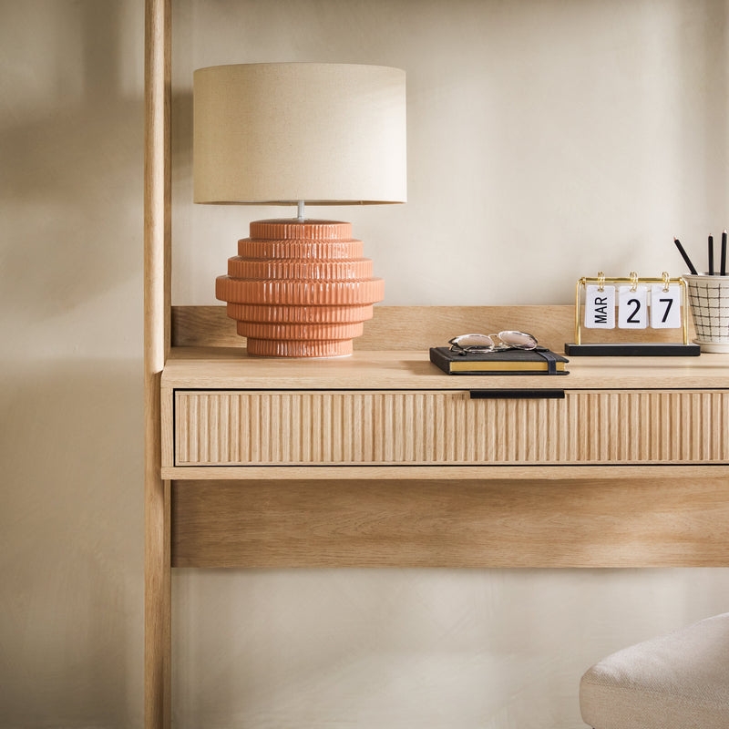 Holmes Modern Scandinavian Reeded Writing Desk with USB - Image 1