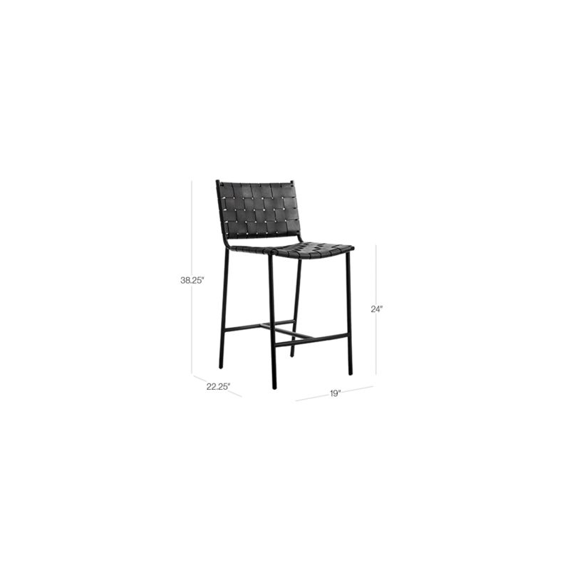 Woven Black Leather Counter Stool - Image 6