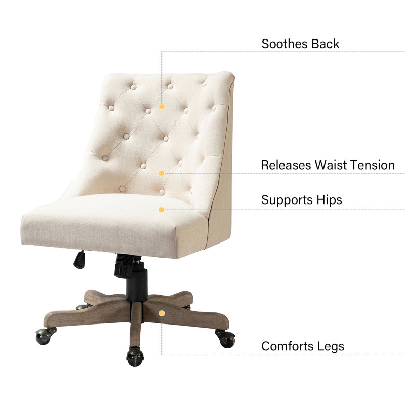 Vail Linen Task Chair / Beige - Image 3