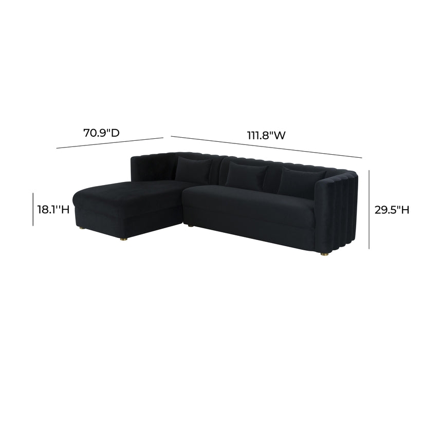 Callie Navy Velvet Sectional - LAF - Image 4