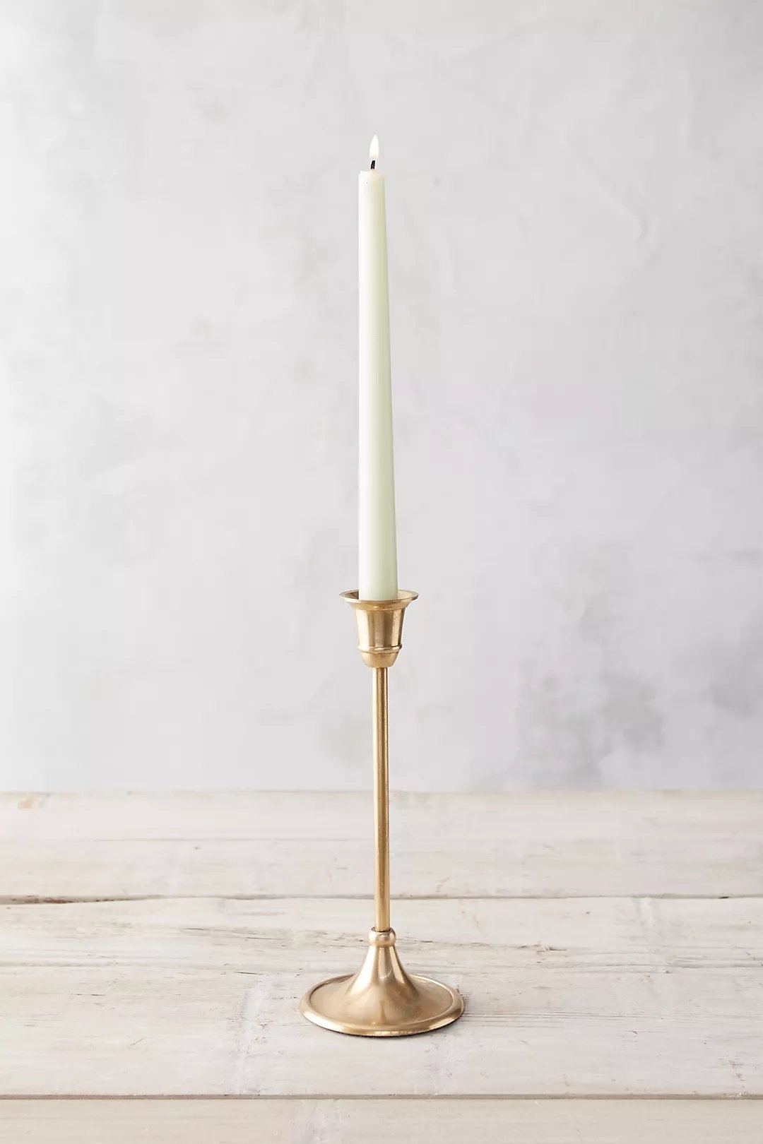 Antiqued Brass Candlestick, Tall - Image 0