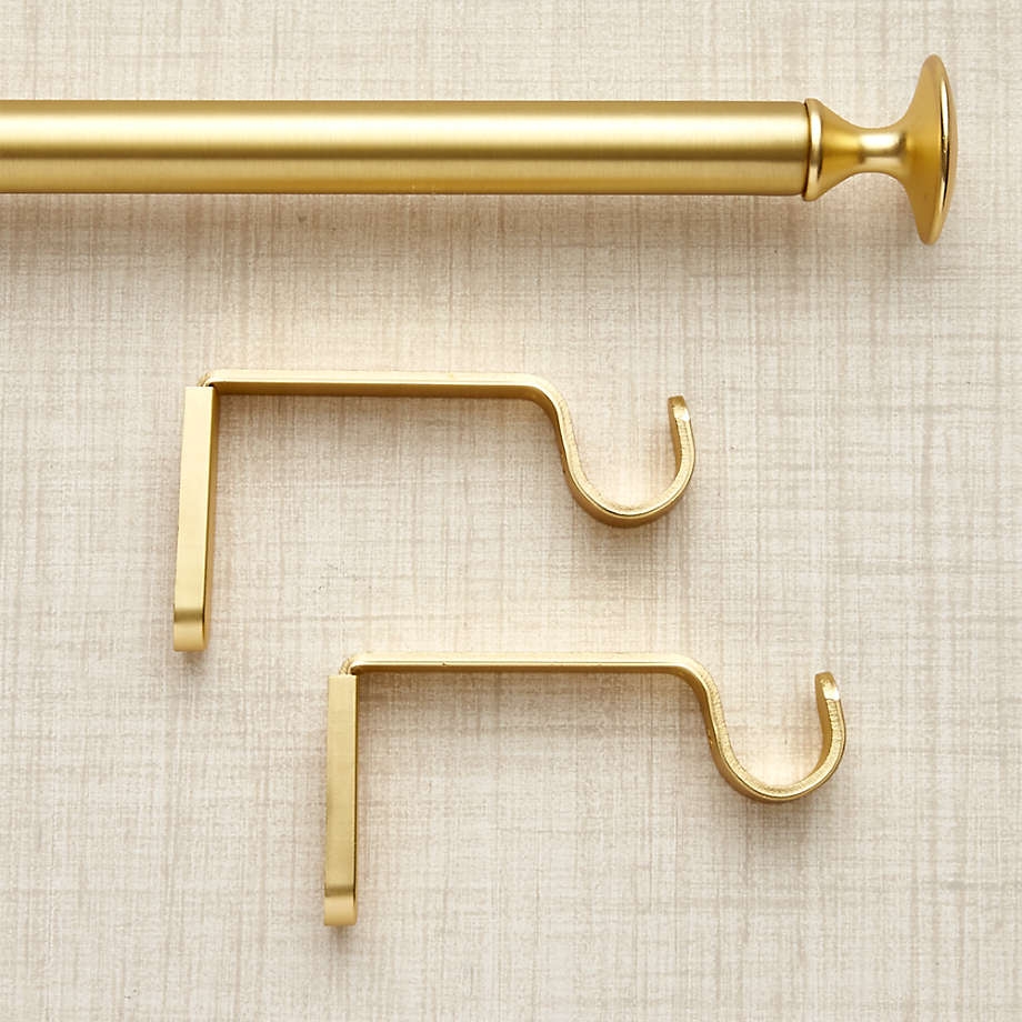 Gold .75" Curtain Rod and Round End Cap Finials Set 48"-88" - Image 2
