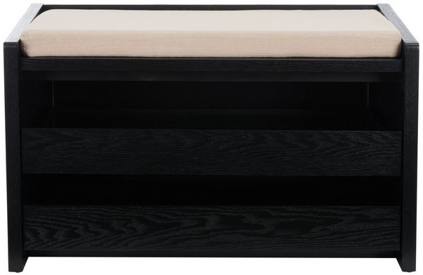 Percy Storage Bench - Black / Beige - Safavieh - Image 0