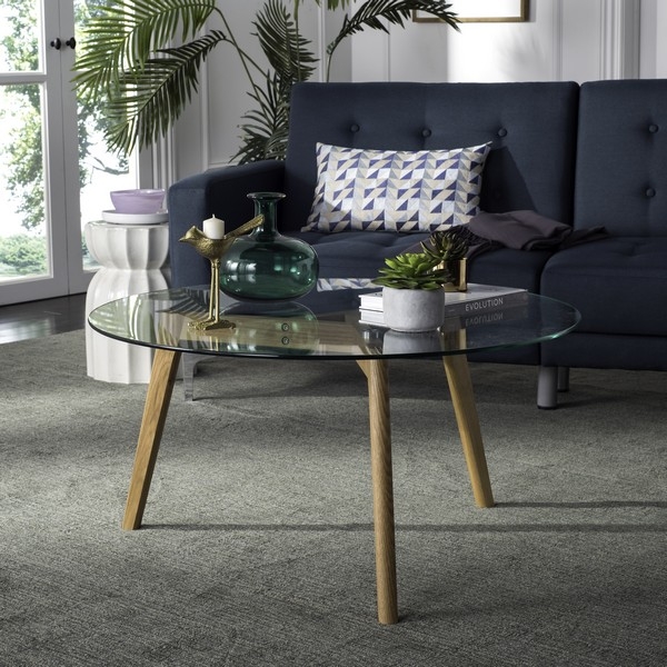 Marjoram Round Glass Coffee Table - Clear - Safavieh - Image 1