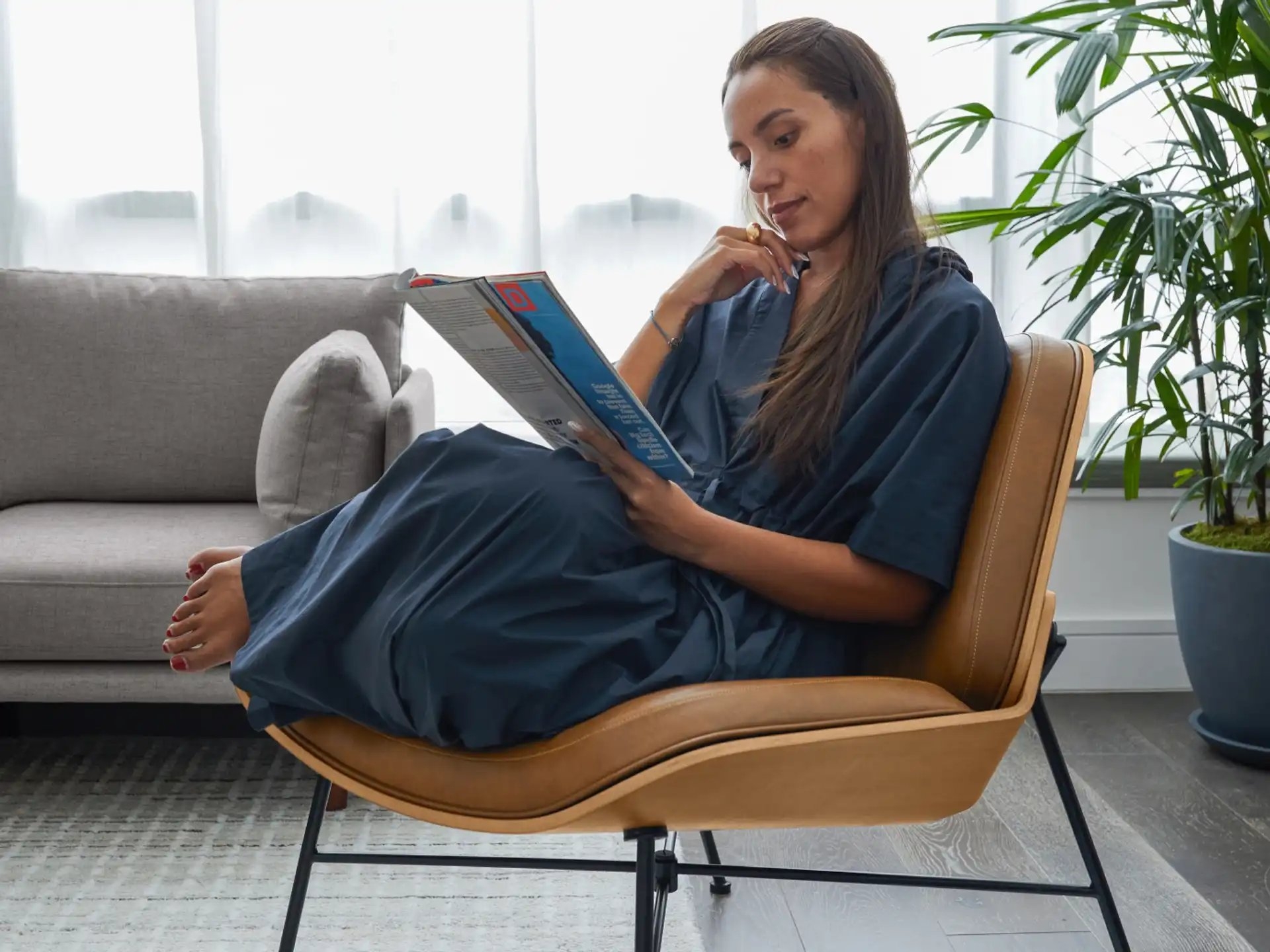Burrow Vesper Fabric & Wood Lounge Chair - Image 3
