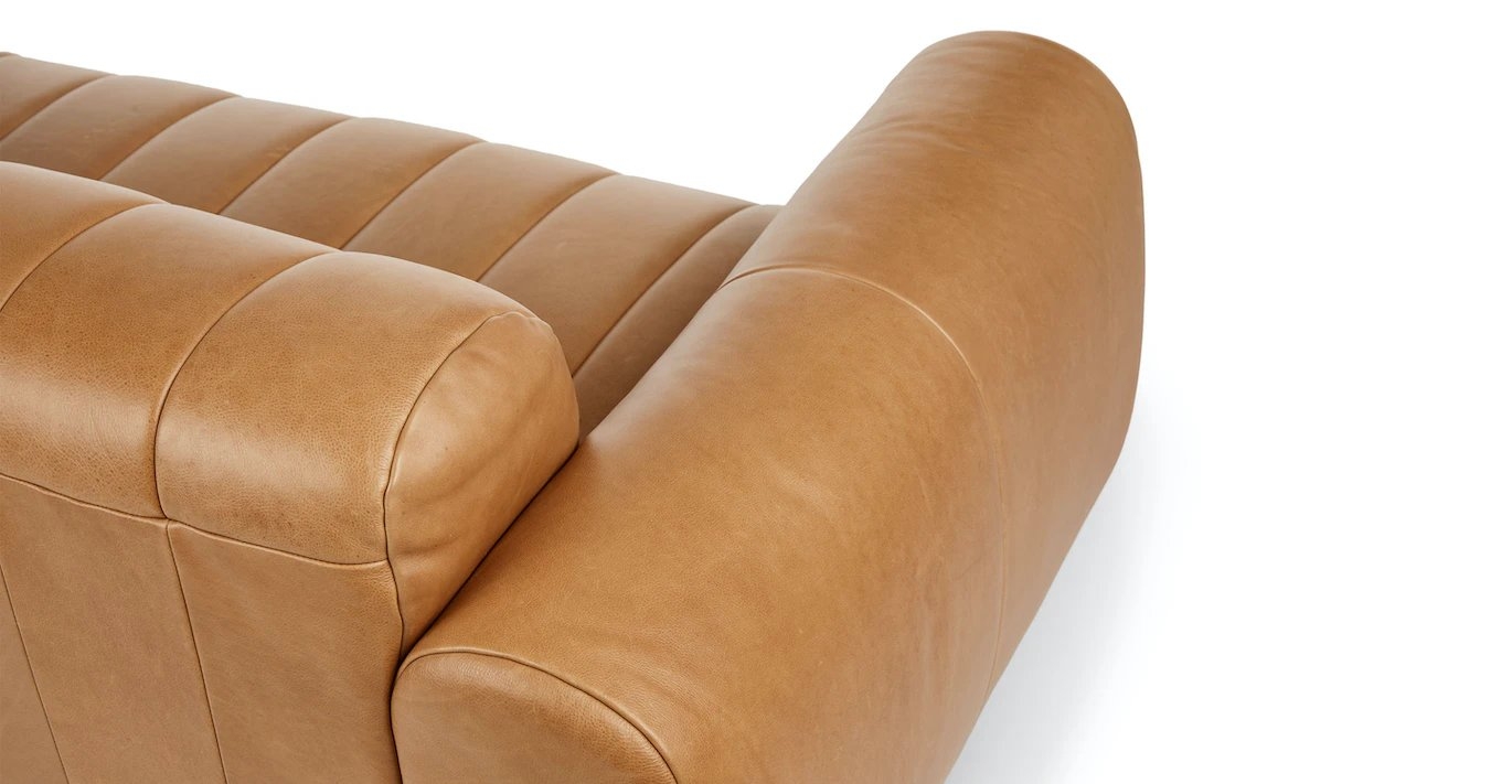 Texada 90.5" Tufted Leather Sofa - Taos Tan - Image 4
