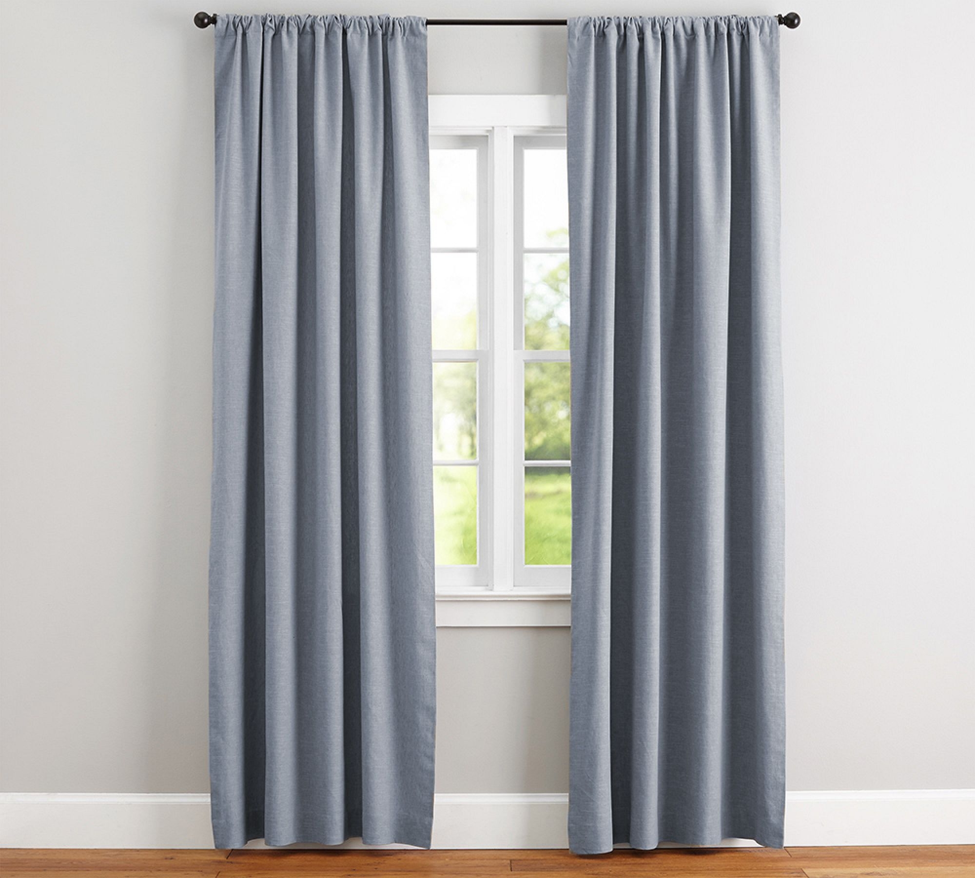 Emery Linen Curtain, 50 x 96", Mineral Blue - Image 1