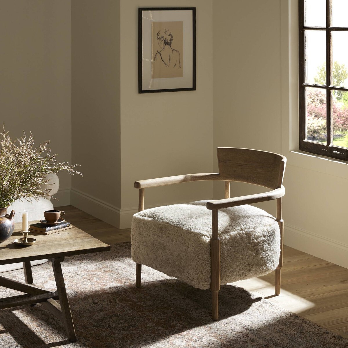 Bennett Chair - Beige Shearling by Amber Lewis x Four Hands - Image 0