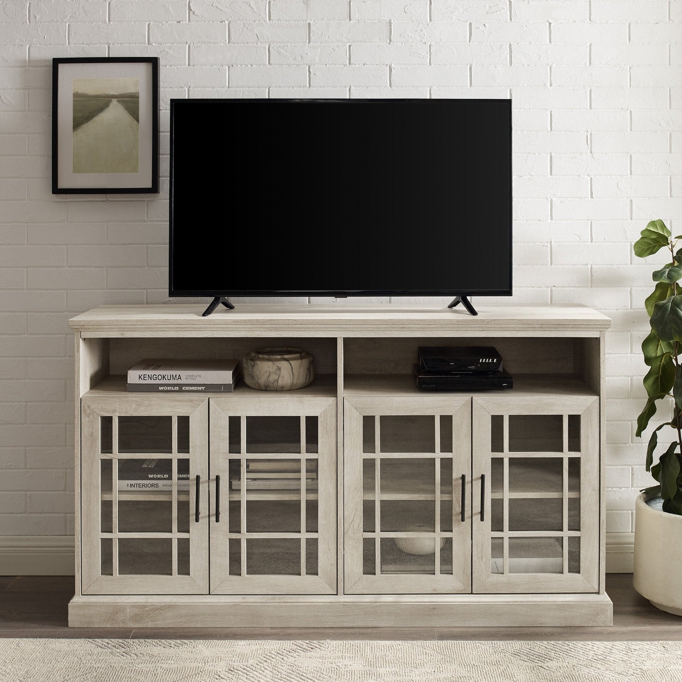 Hazel Glass 4 Door TV Stand - Image 0
