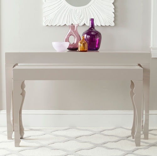 Beth French Leg Lacquer Stacking Console - Taupe - Safavieh - Image 2