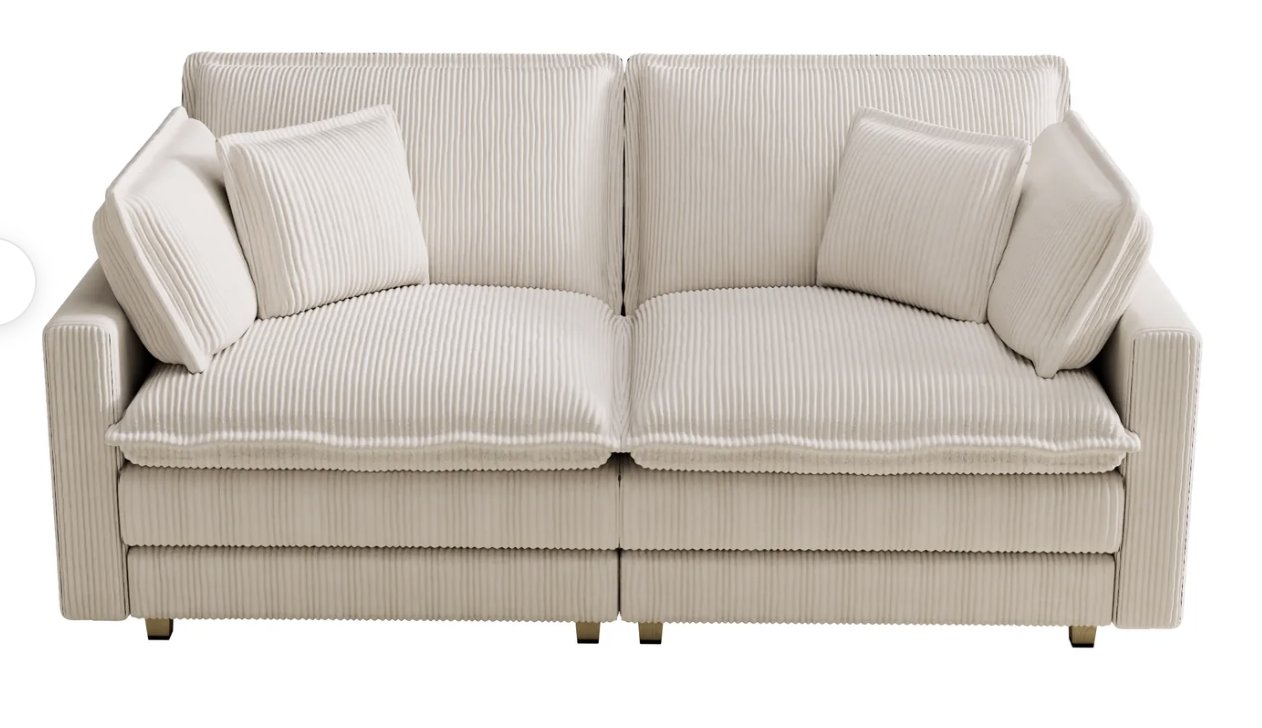 Contour & Co. | Deep Seat Loveseat Sofa with Pillows | Contour & Co. | Cloud Deep Corduroy Loveseat Couch - Image 0