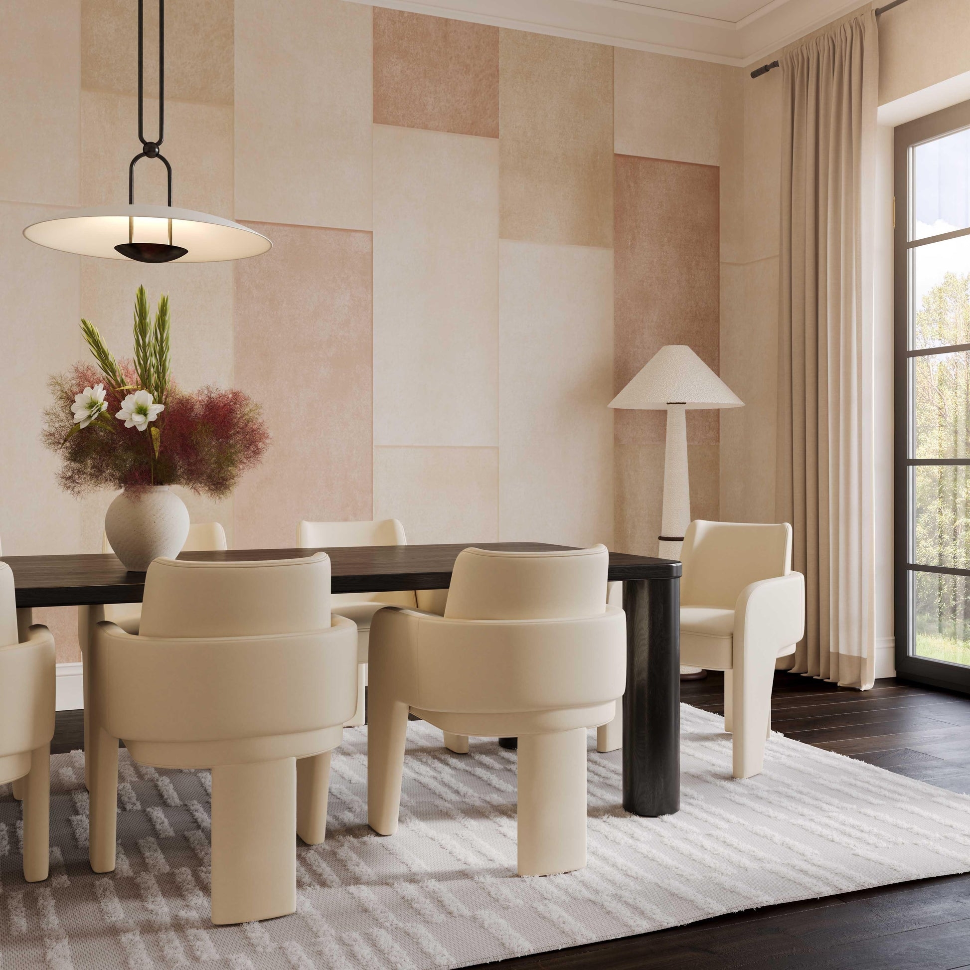 Faith White Boucle Floor Lamp - Image 1