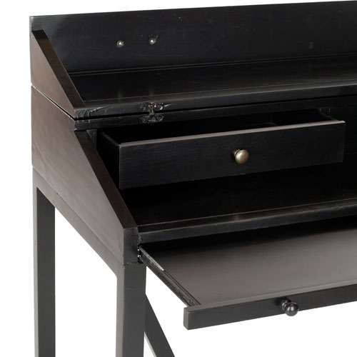 Wyatt Writing Desk W/Pull Out - Black - Safavieh - Image 4