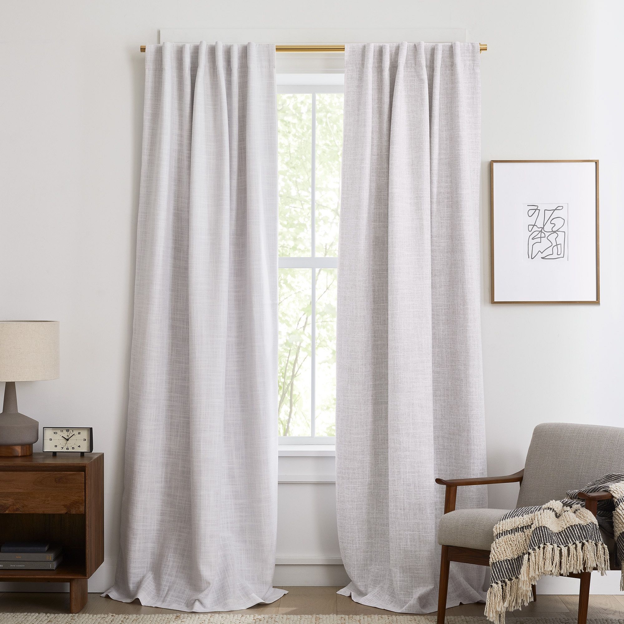 Crossweave Curtain with Blackout Lining, Stone White, 48"x84", Set of 2 - Image 1