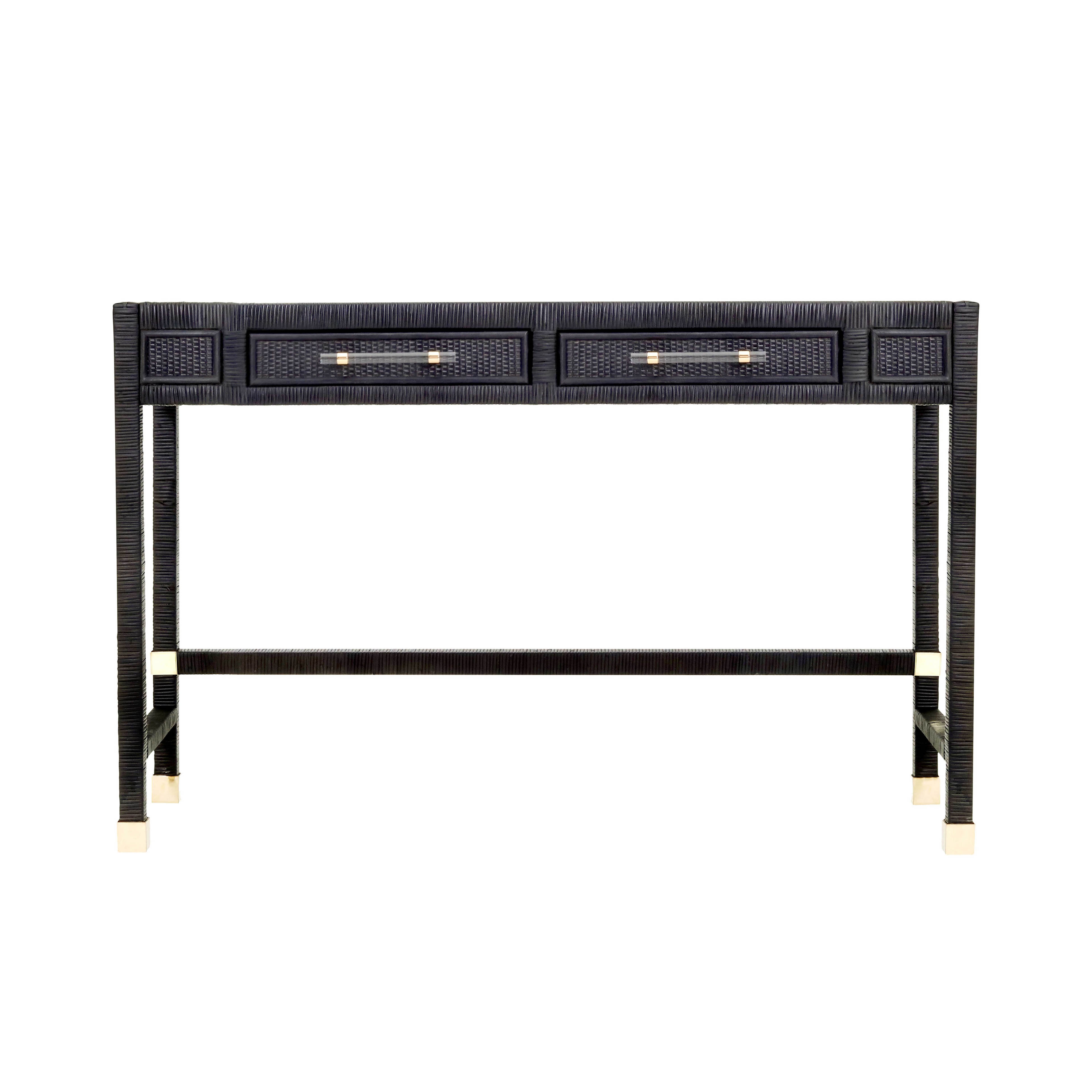 Amara Charcoal Rattan Desk - Image 1