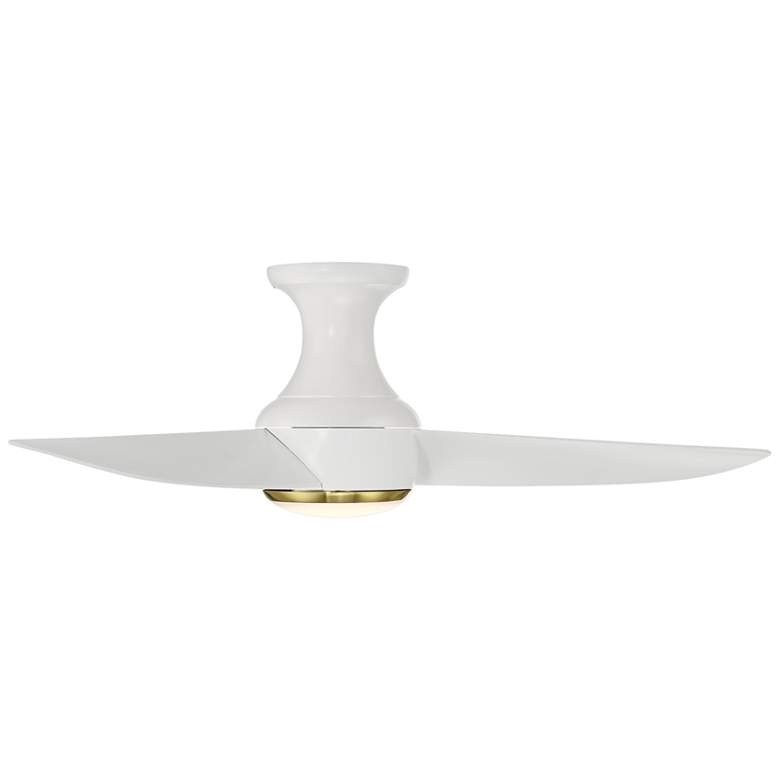 44" Modern Forms Corona White Brass LED Smart Hugger Ceiling Fan - Image 1