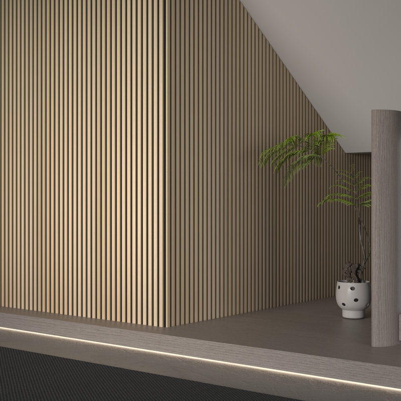 106” L x 12.6” W - 3D Acoustic Soundproof Wood Slat Wall Panel - Decorative Shiplap, Acoustic Wall Tile (Set of 2) - Image 1