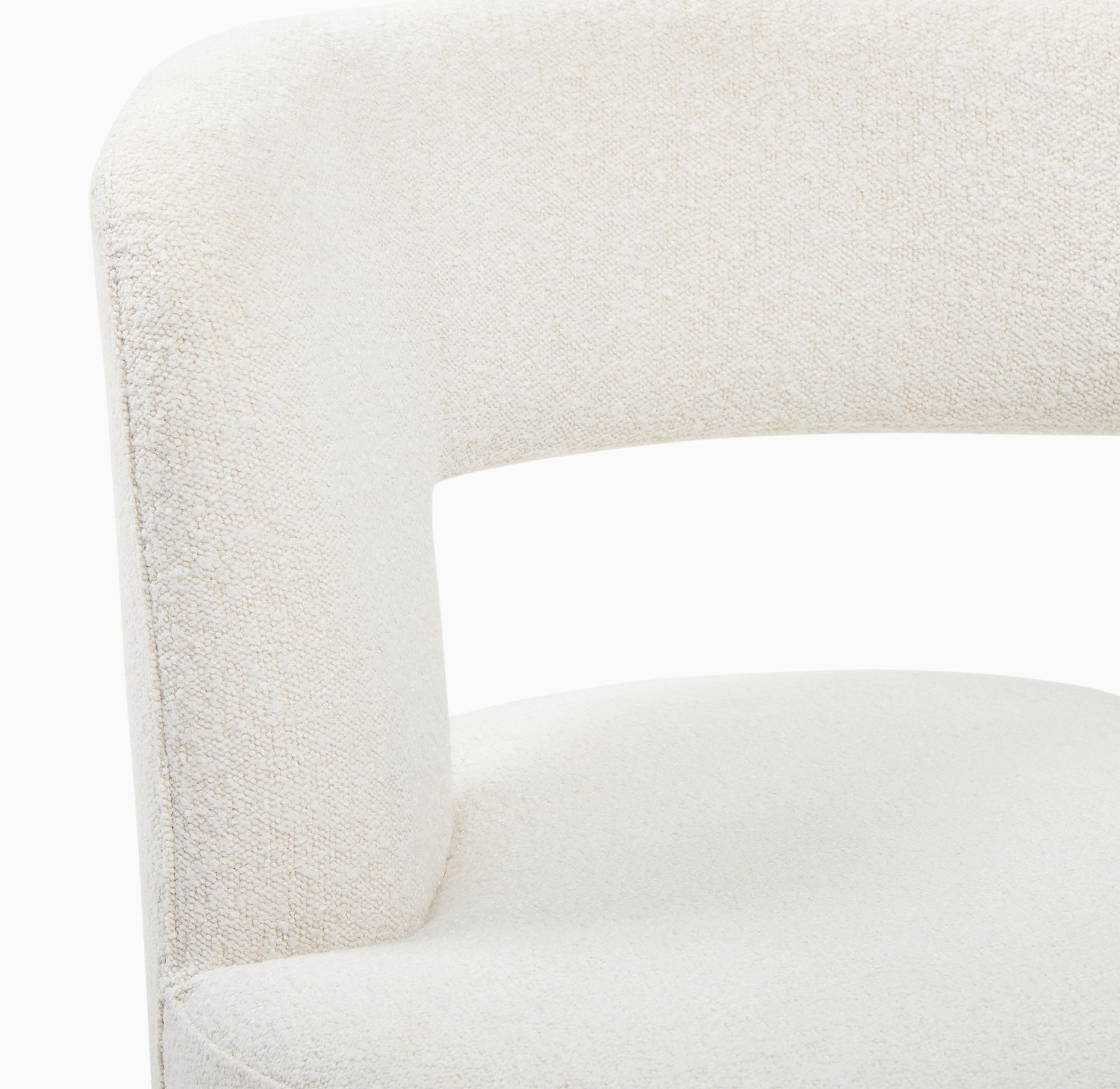 Millie Swivel Chair, Poly, Chunky Boucle, White, Concealed Supports - Image 6