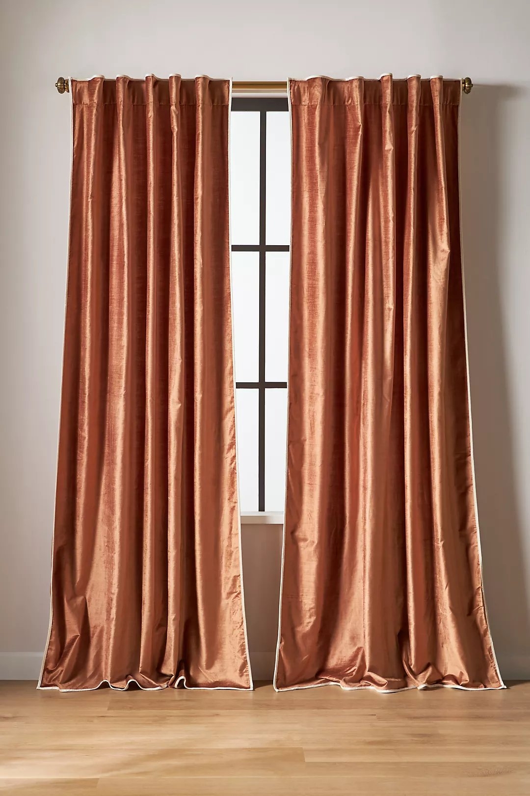 Adelina Piped Velvet Woven Curtain - Image 0