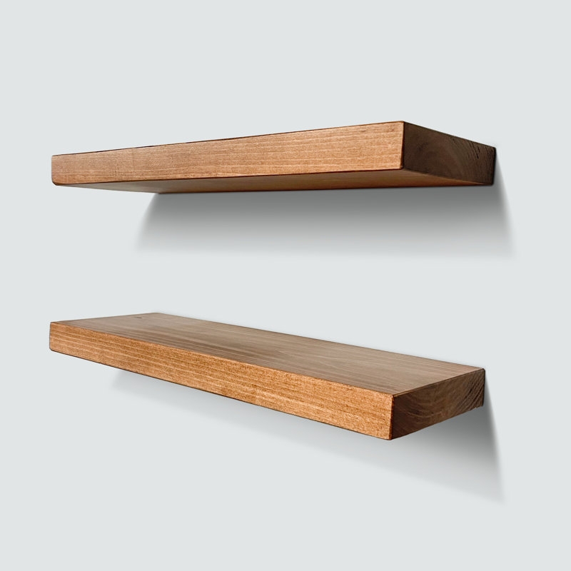 Cerasella 2 Piece Pine Floating Shelf (Set of 2) / Aged Oak - Image 1