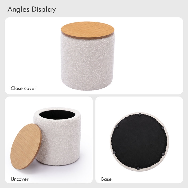 Darasimi 16'' Wide Boucle Upholstered Storage Ottoman - Image 6