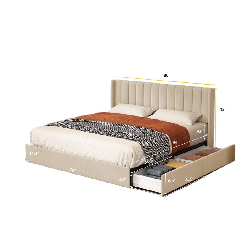 Jeilyn Upholstered Platform Drawer Storage Bed - Image 1