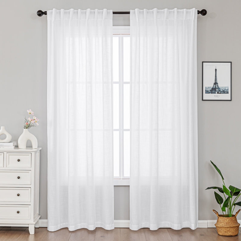 Toyoko Linen Blended Semi-Sheer Back Tab Curtain Pair (Set of 2) - Image 0
