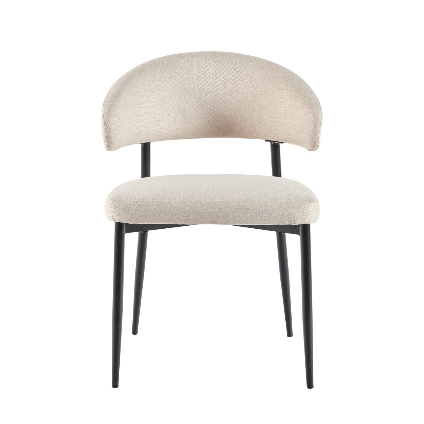 Modern Curved Back Upholstered Dining Chair, Set of 2, Ivory - Image 4