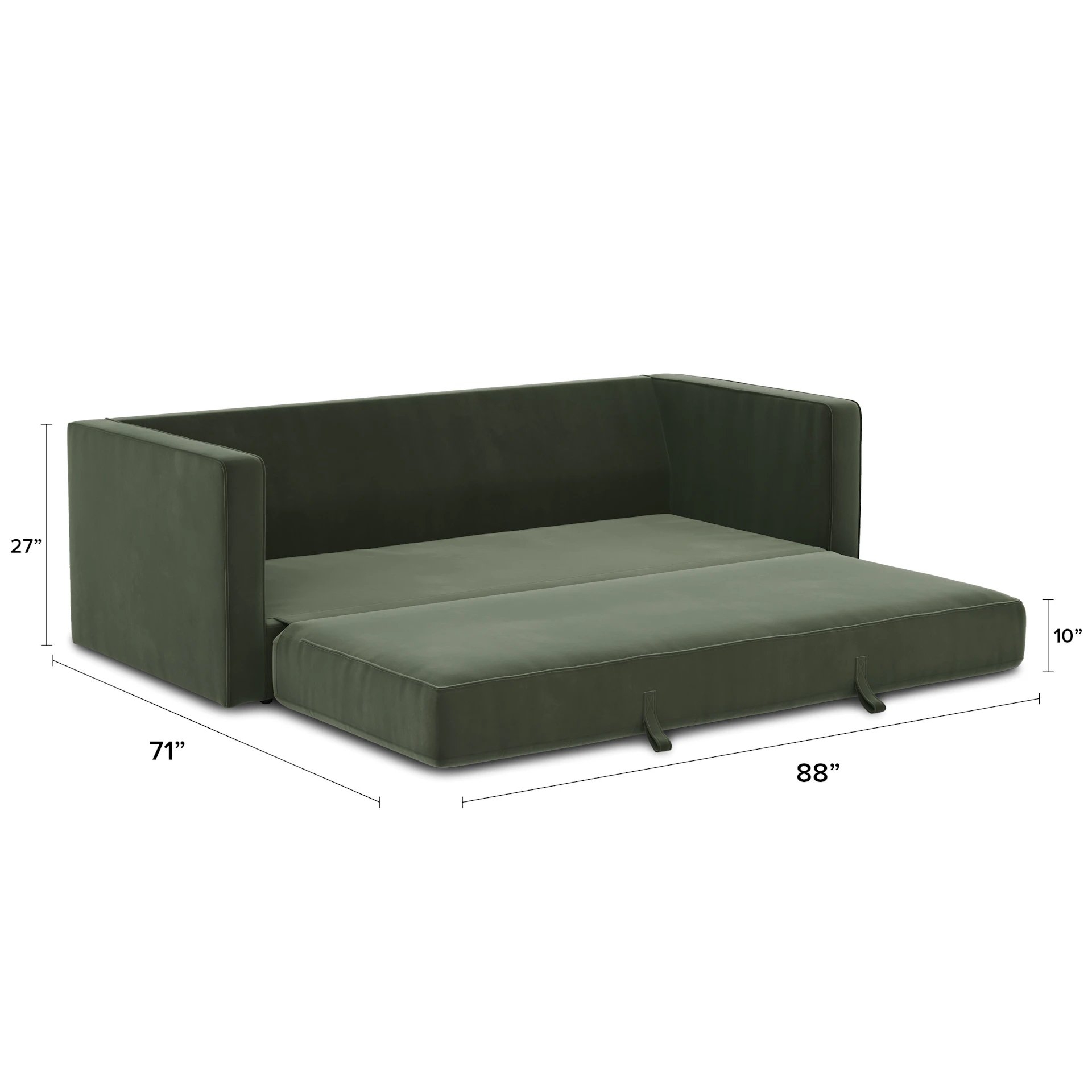 Sven 88" Tufted Velvet Sofa Bed - Plush Pacific Green - Image 7