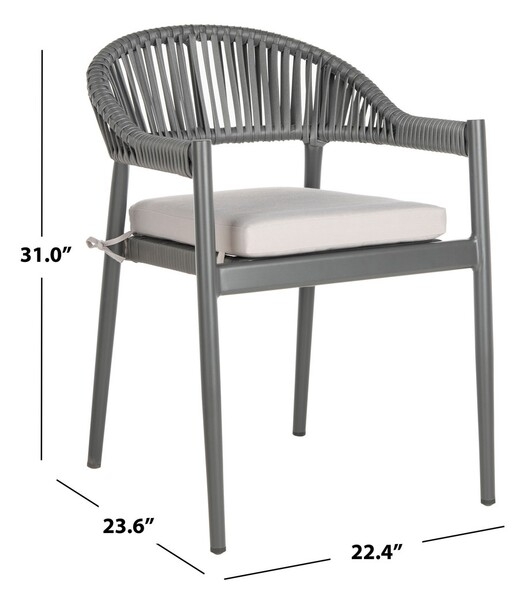 Greer Stackable Rope Chair - Grey/Grey Cushion - Safavieh - Image 3