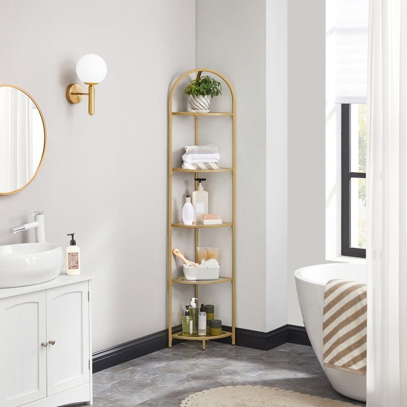 Dawni 64.25'' H x 11.61'' W Steel Corner Bookcase - Image 1