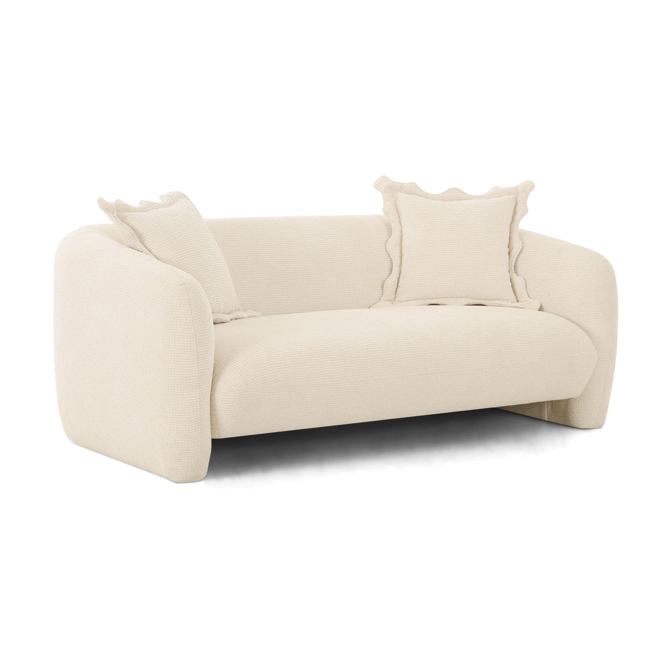 Lou Sandstone Textured Fabric Loveseat - Image 1