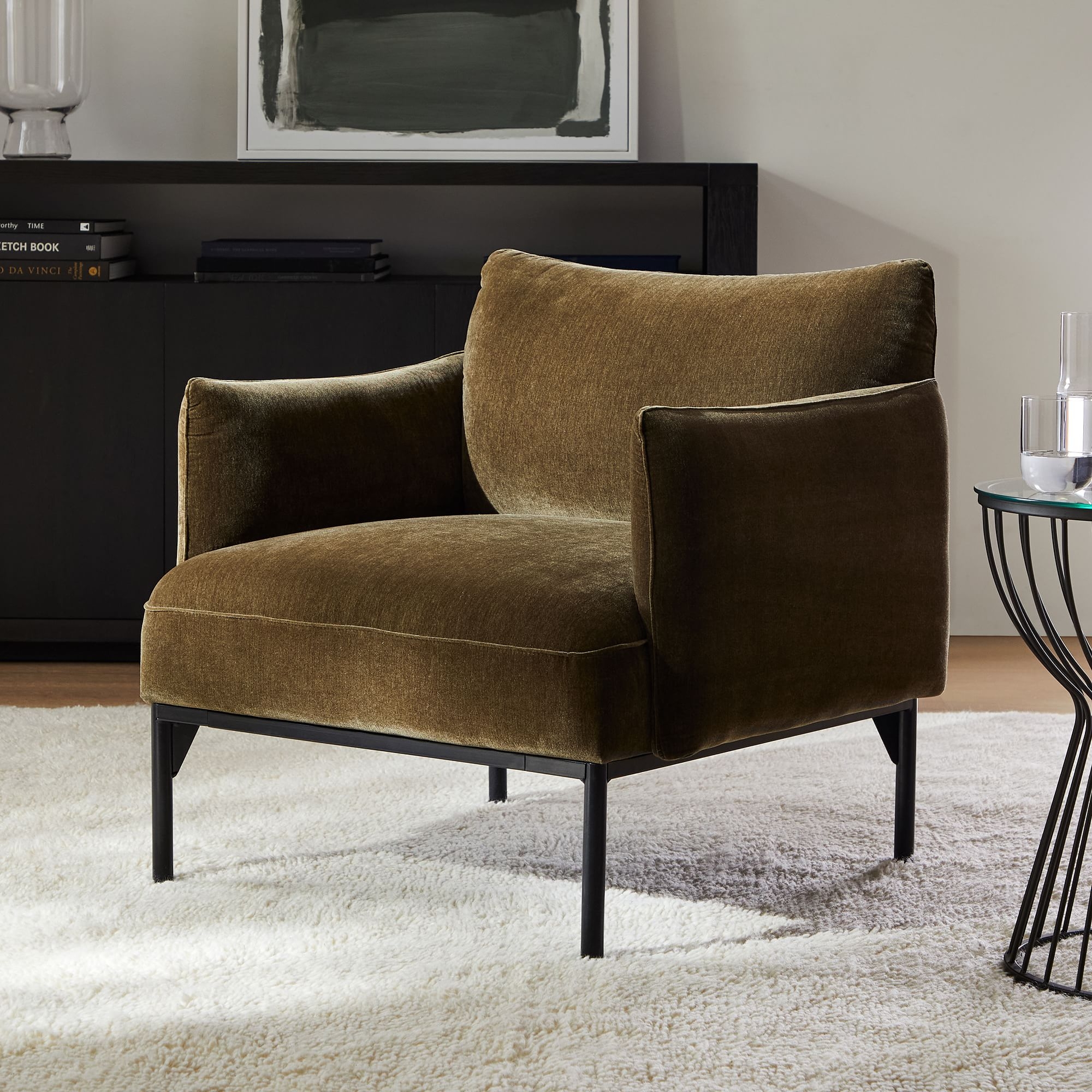 Penn Chair, Poly, Modern Chenille, Olive - Image 1