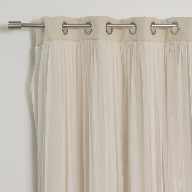 Brockham Solid Blackout Thermal Grommet Curtain Panels - Beige, 52" x 84" L (set of 2) - Image 1