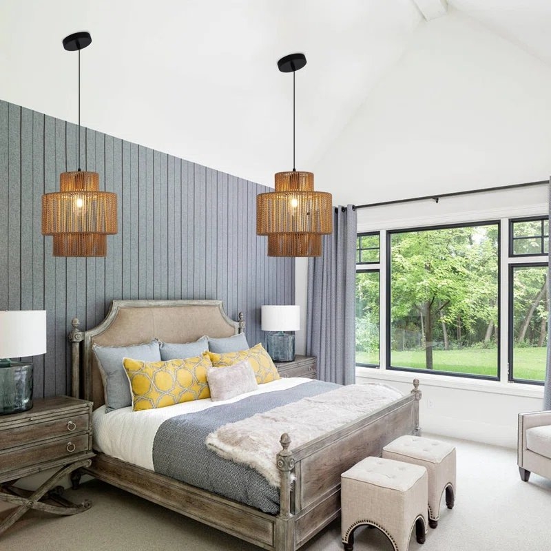 Highwoods 1 - Light Farmhouse Bohemian Woven Raffia Pendant - Image 2