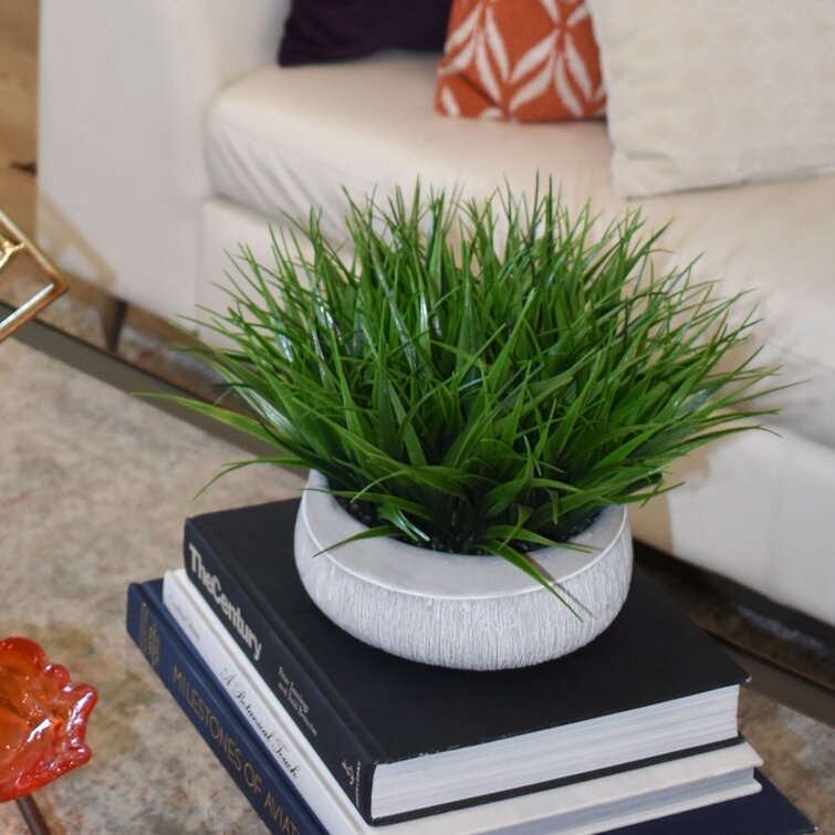 9'' Artificial Foliage Grass in Decorative Vase - Image 1