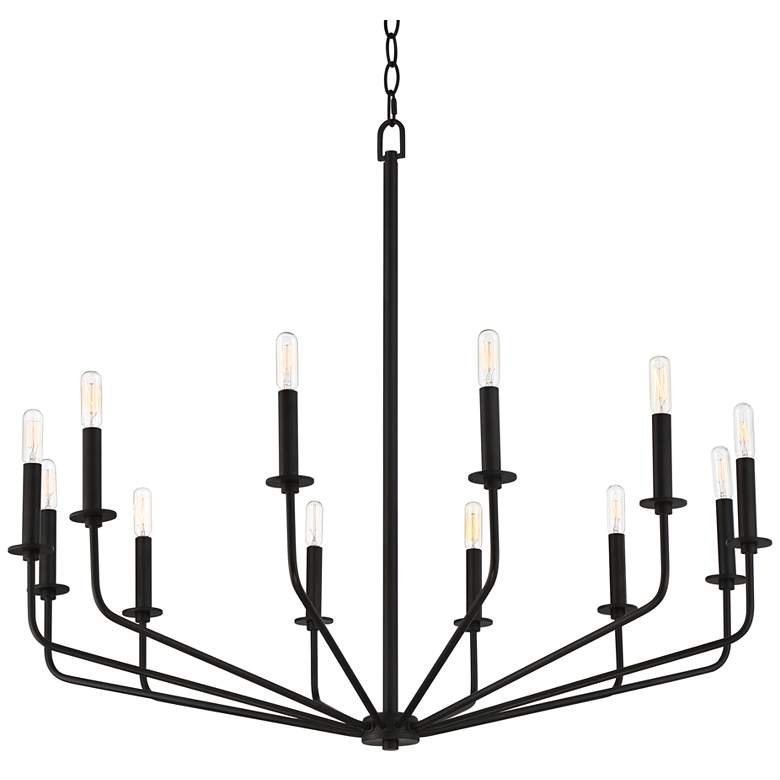 Franklin Iron Milanese 37 1/2" Black 12-Light Candelabra Chandelier - Image 0