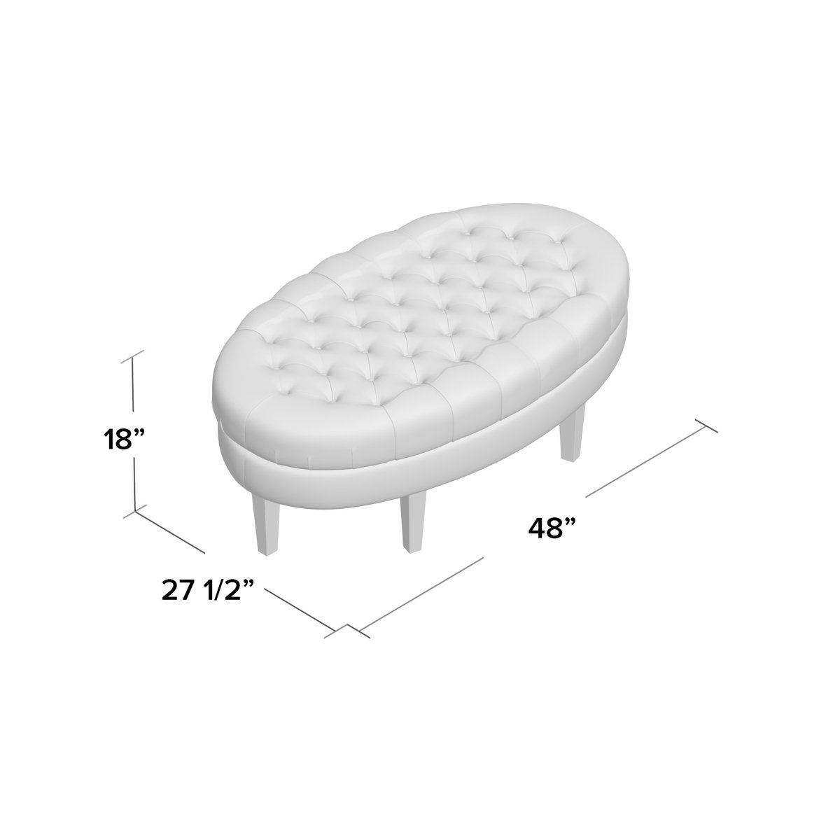 Martin Button Tufted Oval Cocktail Ottoman - Image 4