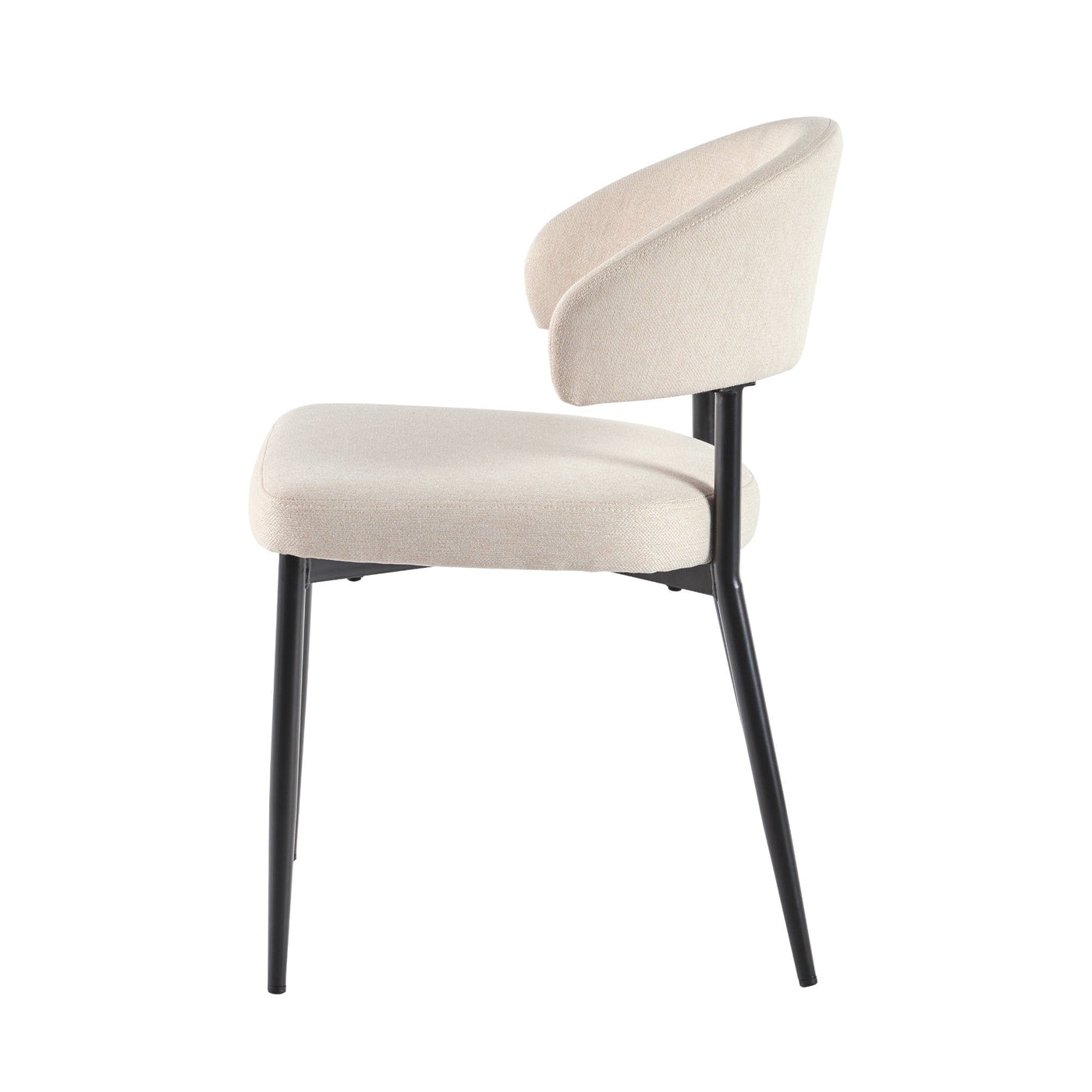 Modern Curved Back Upholstered Dining Chair, Set of 2, Ivory - Image 7